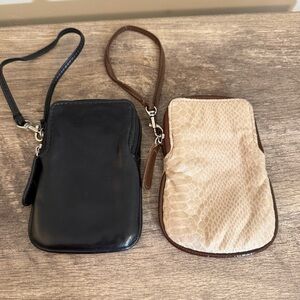 2 Unbranded Wristlets Phone or Cigarette Holder Black faux Leather & Reptile